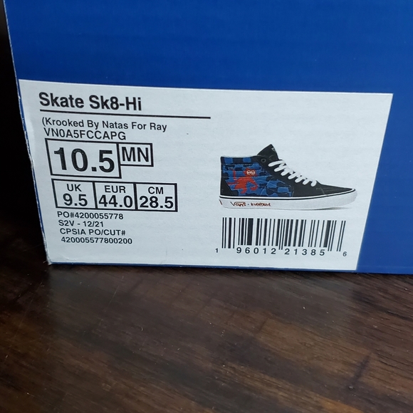 Vans x Krooked Skate Sk8-Hi by Natas For Ray Barbee Men Size 10.5 - Picture 15 of 15